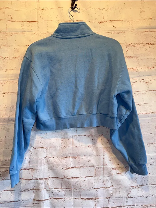 TNA Cozy Fleece perfect Cropped Quarter-Zip Pullover Light Blue med crop - Image 5