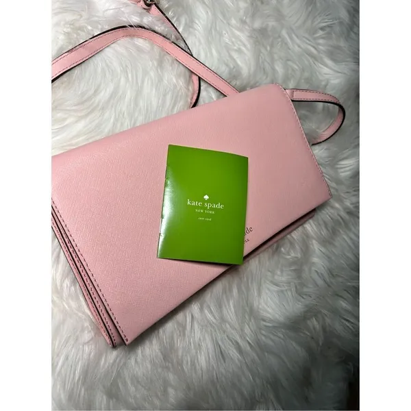 Kate Spade Pink Clutch Crossbody New Canvas Gold Plated - Image 5