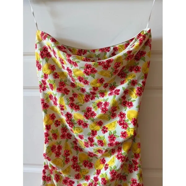 Amy Matto Floral Lemon‎ Print Mini Dress XS Euro Summer Coquette Y2K - Image 3