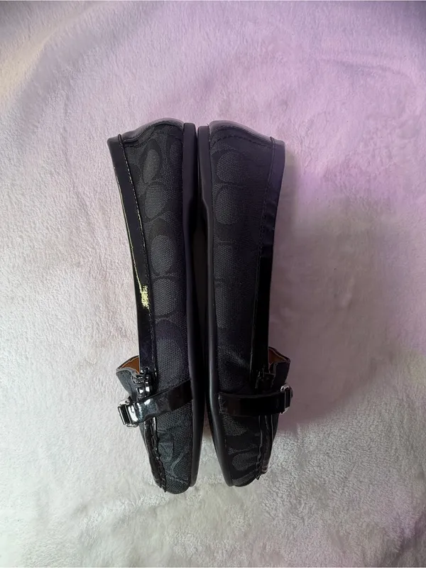 Coach Black Signature Canvas Slip-On Loafers with Metal Trim - Image 8