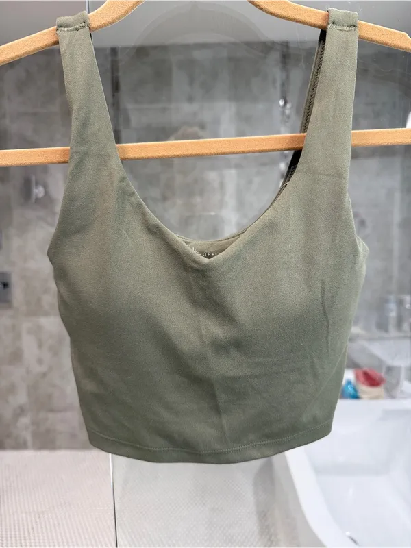Aerie Offline Olive Green Scoop Neck Crop Tank Top - Women's XXS (new with tags) - Image 2