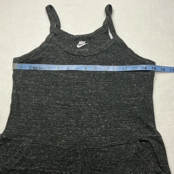 Nike Sportswear Gym Vintage Romper Dark Grey Heather‎ Small CJ1694-010 - Image 4