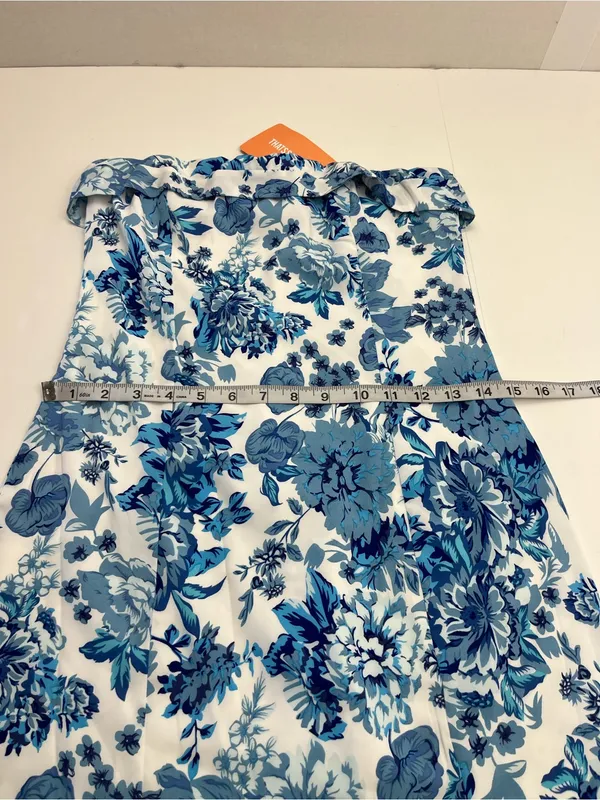Thats So Fetch Charms Blue White Floral Strapless Mini Dress Womens Size 4 NEW - Image 9
