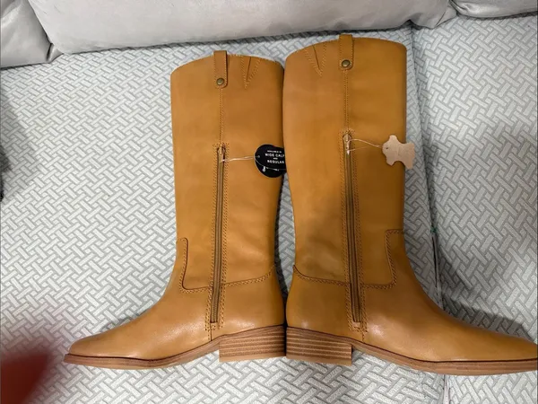 INC International Concepts Amber Really Leather Cognac Tall Boots Size 9.5 - Image 5