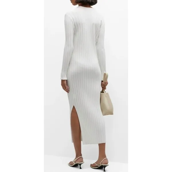 FRAME Ribbed Off White Long Sleeve Midi Sweater Dress Size XXS - Image 12