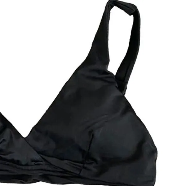 NWT Andie The Belmar Top Twisted V Neck Plunge Bikini Top Removable Cup M Black - Image 4