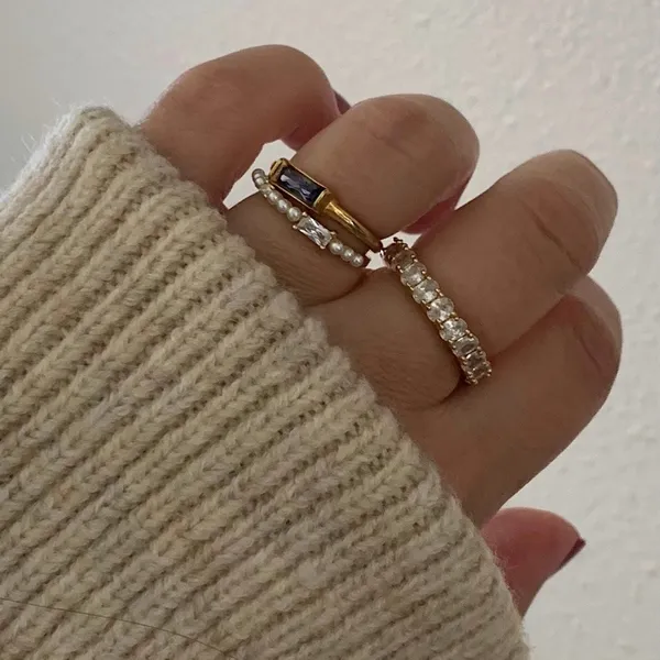 Dainty Gold and purple stacking ring - Image 4