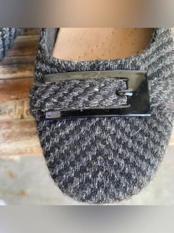 Clarks grey tweed ballet flats fall winter office work academia preppy 9 - Image 3