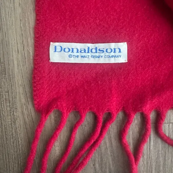 Vintage Donaldson Walt Disney Co. Winnie The Pooh Embroidered Wool Scarf Red - Image 5