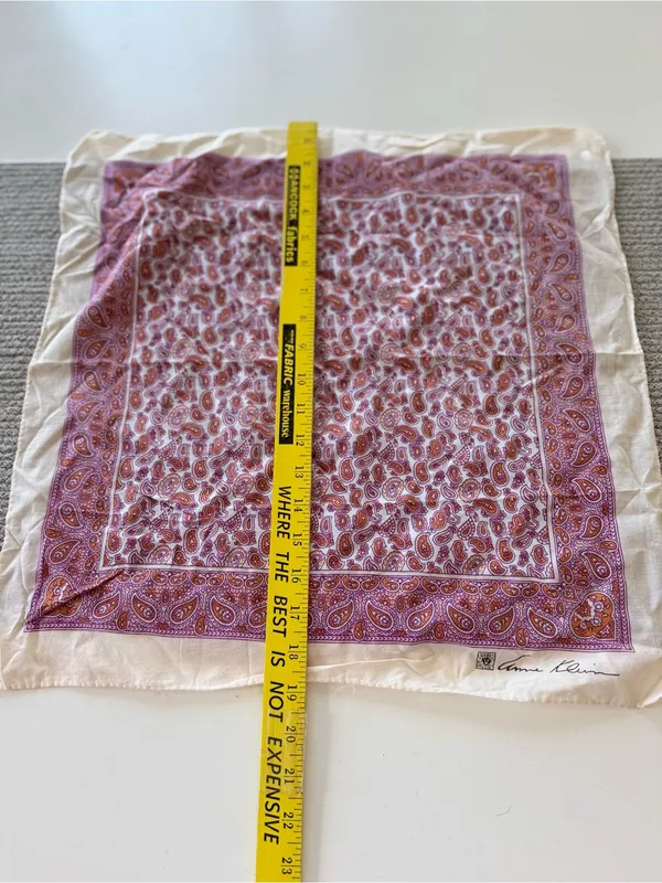 Anne Klein Pink and Orange Paisley Cotton Bandana Scarf - Image 6