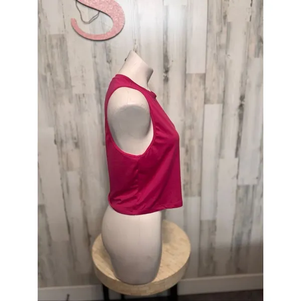 Fabletics Pink Cropped Athletic Tank Top Size Small Sleeveless Activewear - Image 2
