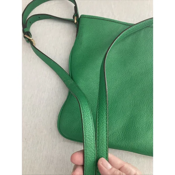 Lauren Ralph Lauren Leather Pebbled Crossbody Green Gold Hardware - Image 12