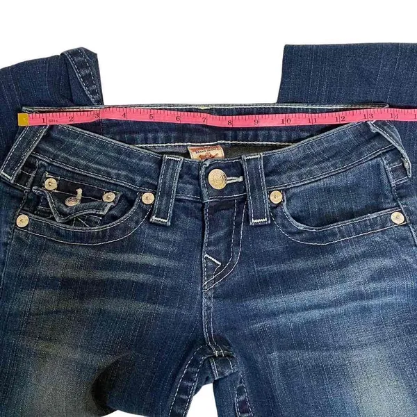 True Religion Womens Blue Embroidered Pockets Straight Leg Denim Jeans‎ Size 26 - Image 10