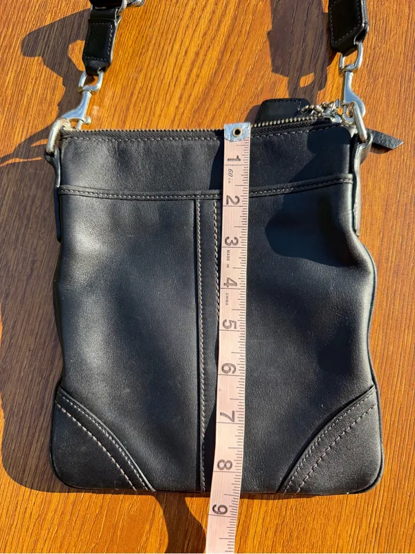 Coach Black Leather Crossbody Bag Adjustable Strap Silver Hardware 7X8.5 - Image 6