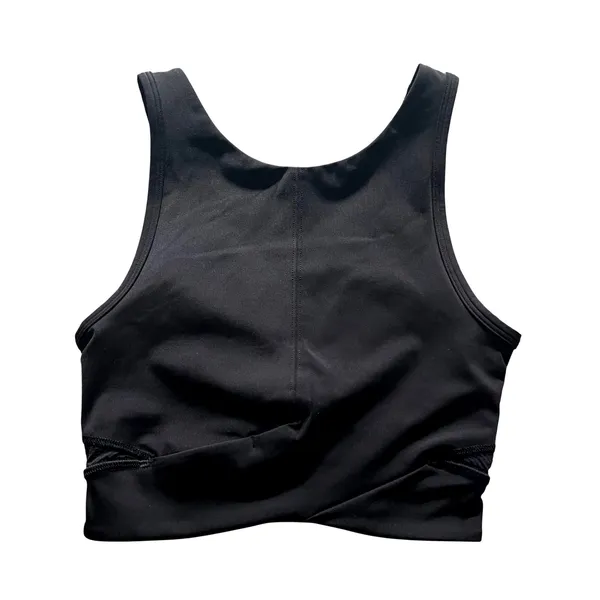 Lululemon Final Mile Crop Tank Women 2 Black Athleisure Nulux Mesh LW1CFPS BLK - Image 2