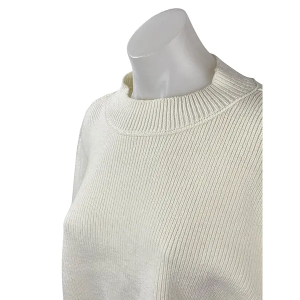 Free People Women's White Cream Ribbed Knit Mock Neck Cropped Sweater Top Sz XS - Image 2