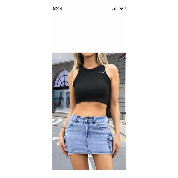 Womens Cargo Y2k Low Waist Button Bodycon Denim Mini Skirt M - Image 3