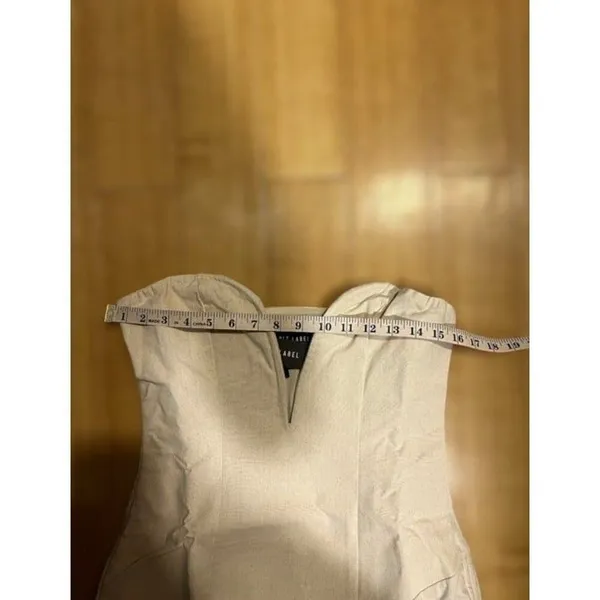 PLT NWT Small Sand Neutral Plunge Asymmetrical Midi Dress Summer Chic Vacation - Image 8