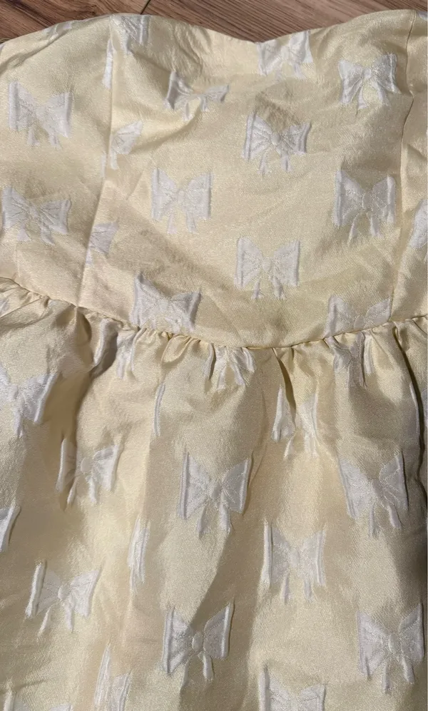 Altar'd State yellow strapless dress with bow print #fairycore #party - Image 3