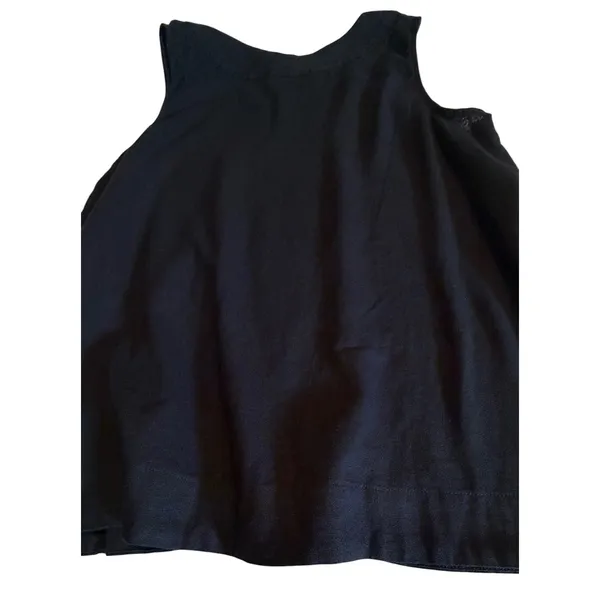 Croft & Barrow Womens XL Black Linen V-Neck Sleeveless Tank Top Pleated Bib - Image 10