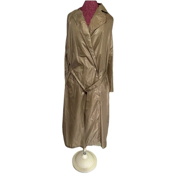 THE TOTES COAT Tan Button Up Midi Water Repellent Vintage Style One Size - Image 14