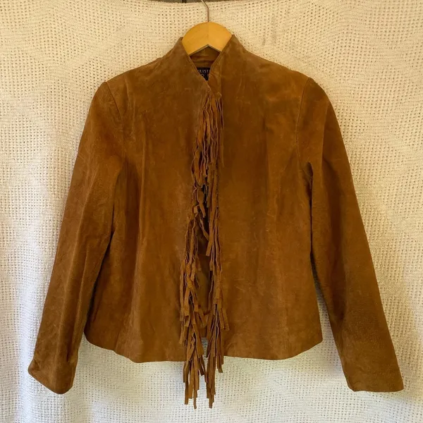 Vintage Christina Hope‎ Suede Leather Jacket Fringe - Image 7