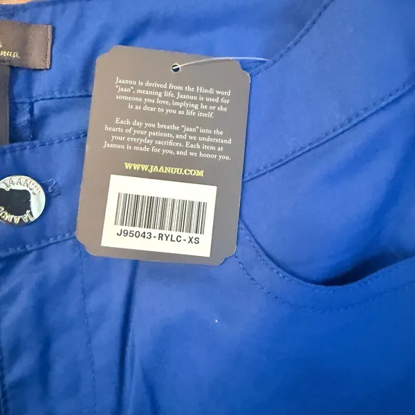 Jaanuu Royal Blue Flare Leg Scrub Pants J95043-RYLC-XS Snap Hem New - Image 6