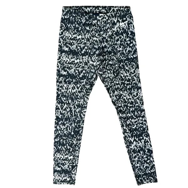 Nike Black Gray White Mottled Print Camouflage Soft Pull On Leggings size M - Image 2