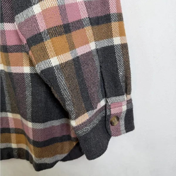 American Eagle Women’s Cozy Plaid Shacket Flannel Shirt Jacket Oversized Sz L - Image 5
