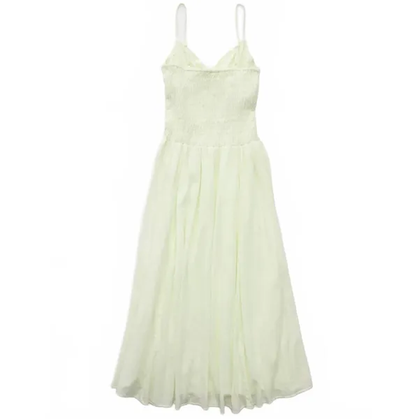 AE V-Neck Smocked Bodice Midi Dress American Eagle Lime NWT Small - Image 4