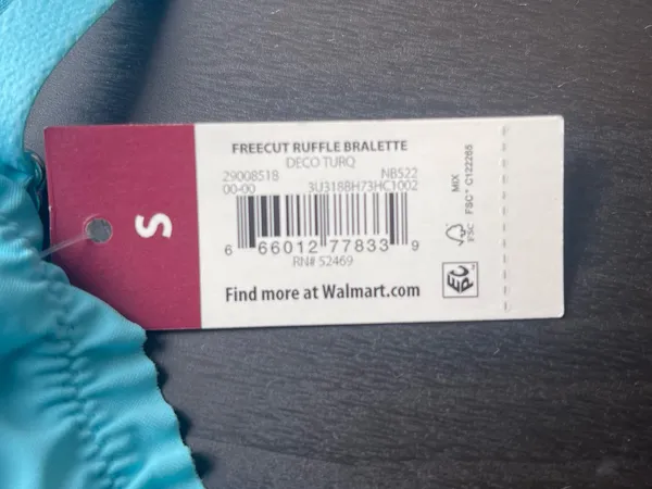 NWT No Boundaries Wirefree Bralette Aqua Blue Adjustable Straps Size S - Image 4