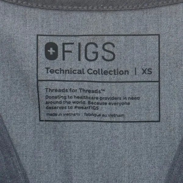 FIGS Technical Collection Casma Scrub Top V-Neck Short Sleeve Heathered Gray XS - Image 3