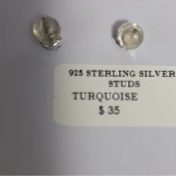 NWT 925 Sterling Silver Turquoise Stud Earrings - Image 3