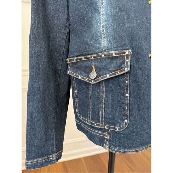 Lanie New York Women's Denim Rhinestone Blazer XL - Image 3