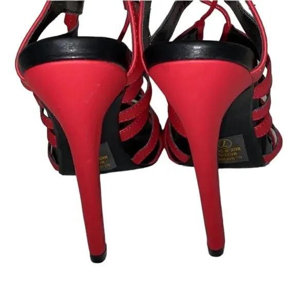 Women's Open Toe Strappy Red Sandals (Size 7) Red - Image 9