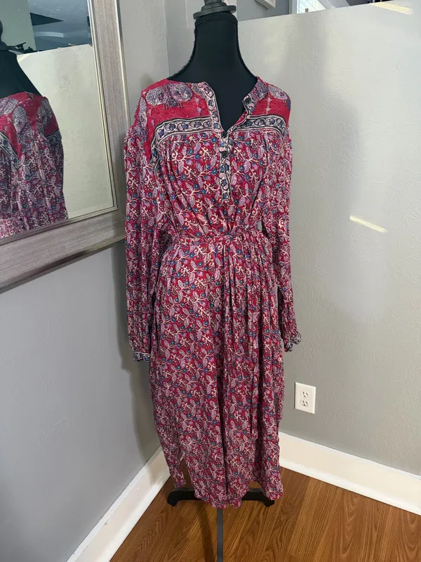 VTG Desiree Boho Whimsical Festival Metallic Floral Lightweight Sheer Maxi Dress medium 40. - Image 2