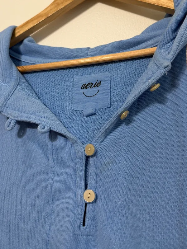 Aerie Beach Weekend Oversized Hoodie in Horizon Sky Blue Size Medium - Image 5