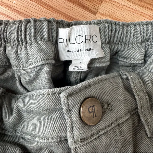 Pilcro Breaker Wide Leg Cotton Pants Olive Green Elastic Waist - Size Small - Image 6