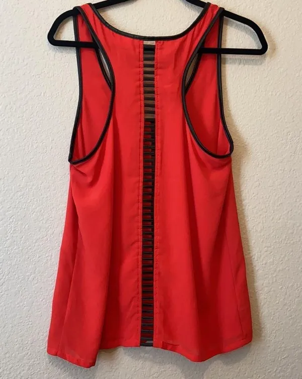 Red Day Trip Tank with Black Pleather Detail - Image 3