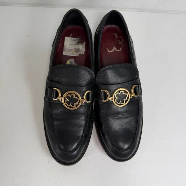 Ted Baker 39 US 8 Drayan Loafer Magnolia Accent Black Leather Gold Bit Shoes - Image 6