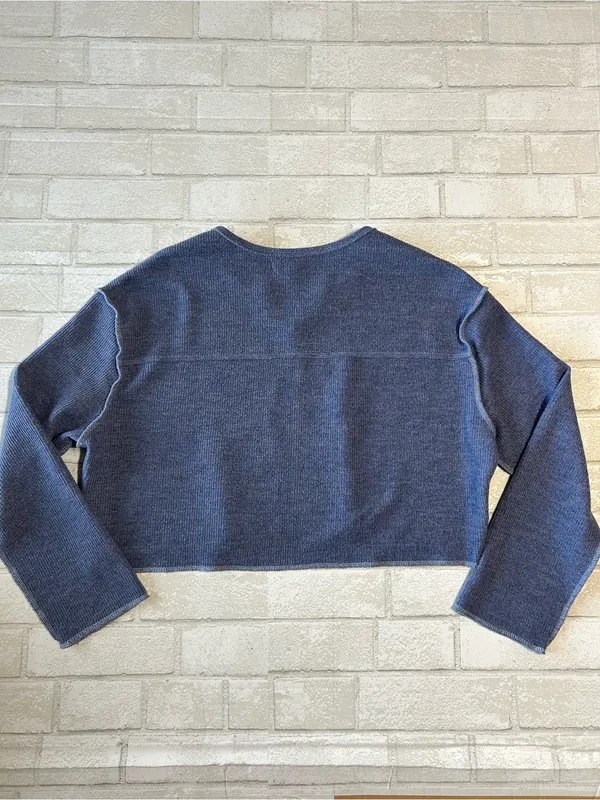 Urban Outfitters Blue Cropped Knit Sweatshirt - Size S - Image 2
