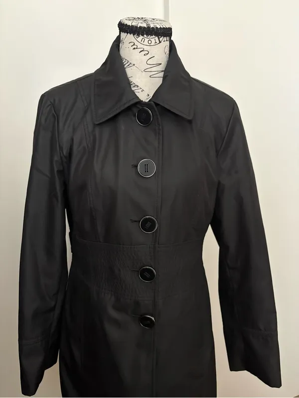 Kenneth Cole Black Button-Front Long Trench Coat - Image 3