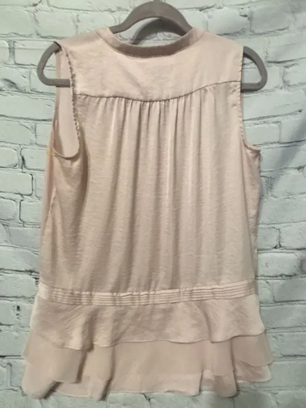 Banana Republic Satin Ruffle Hem Sleeveless Blouse Pink Size M - Image 3
