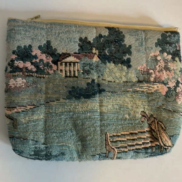 Vintage Embroidered Tapestry Clutch Golf Design With Man And Woman Awesome Bag - Image 3