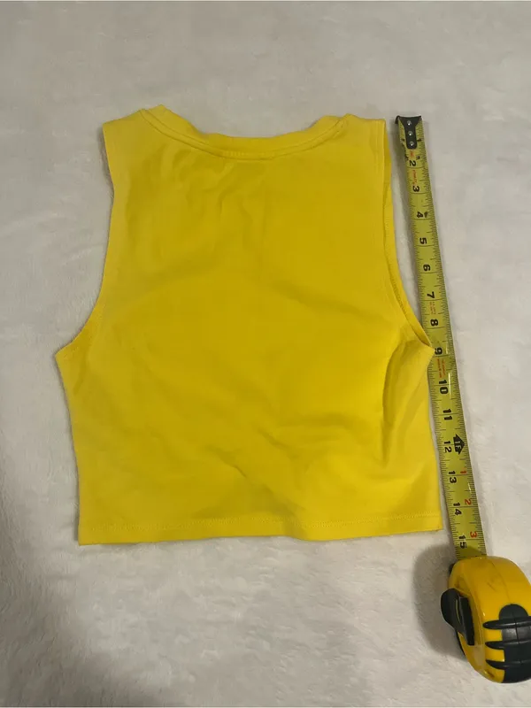 Zara Vibrant Yellow Twist Front Cropped Tank Top - Medium - Image 2