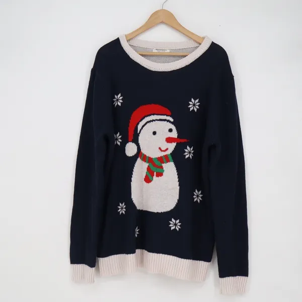 Reliant Distributing Navy Blue Snowman Ugly Christmas Sweater Holiday Knit L/XL - Image 2