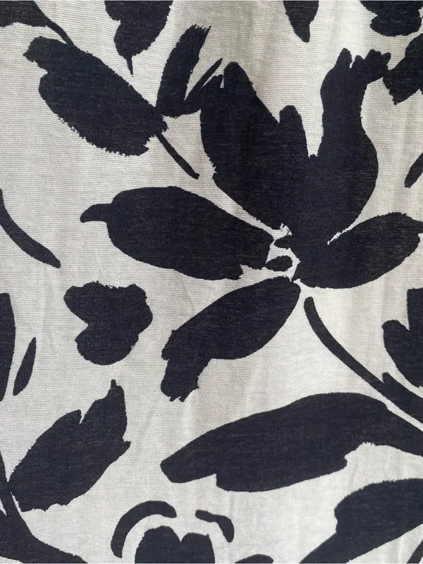 Perch black white floral print puff sleeve tiered flowy maxi dress summer 1X - Image 8