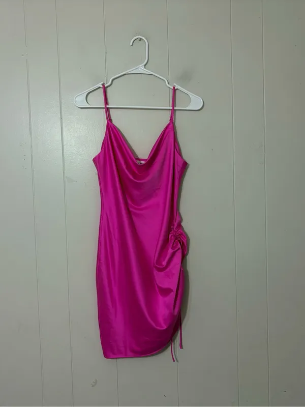 Hello Molly Mad About Me Satin Mini Dress Hot Pink Size S NWT - Image 4