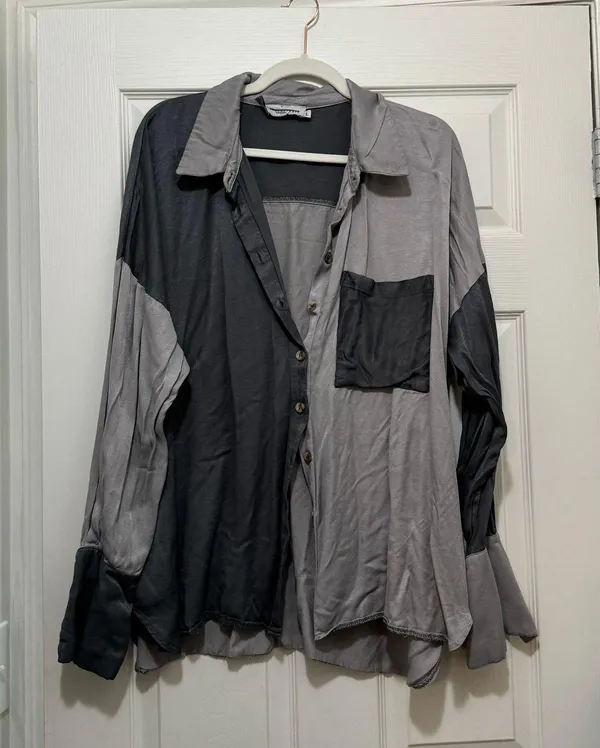 Free People NWOT  Silky Samantha Patchwork Button Down - Image 7