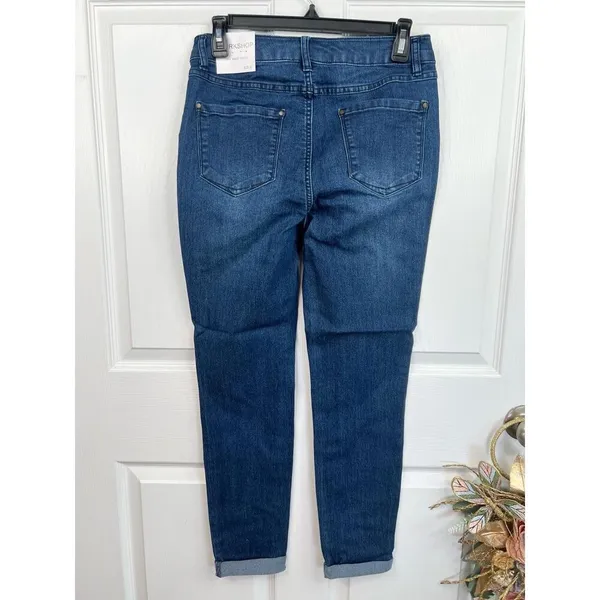 WORKSHOP Republic Jeans Size 6 Dark Blue High Rise Cuffed Skinny Ankle Stretch - Image 3
